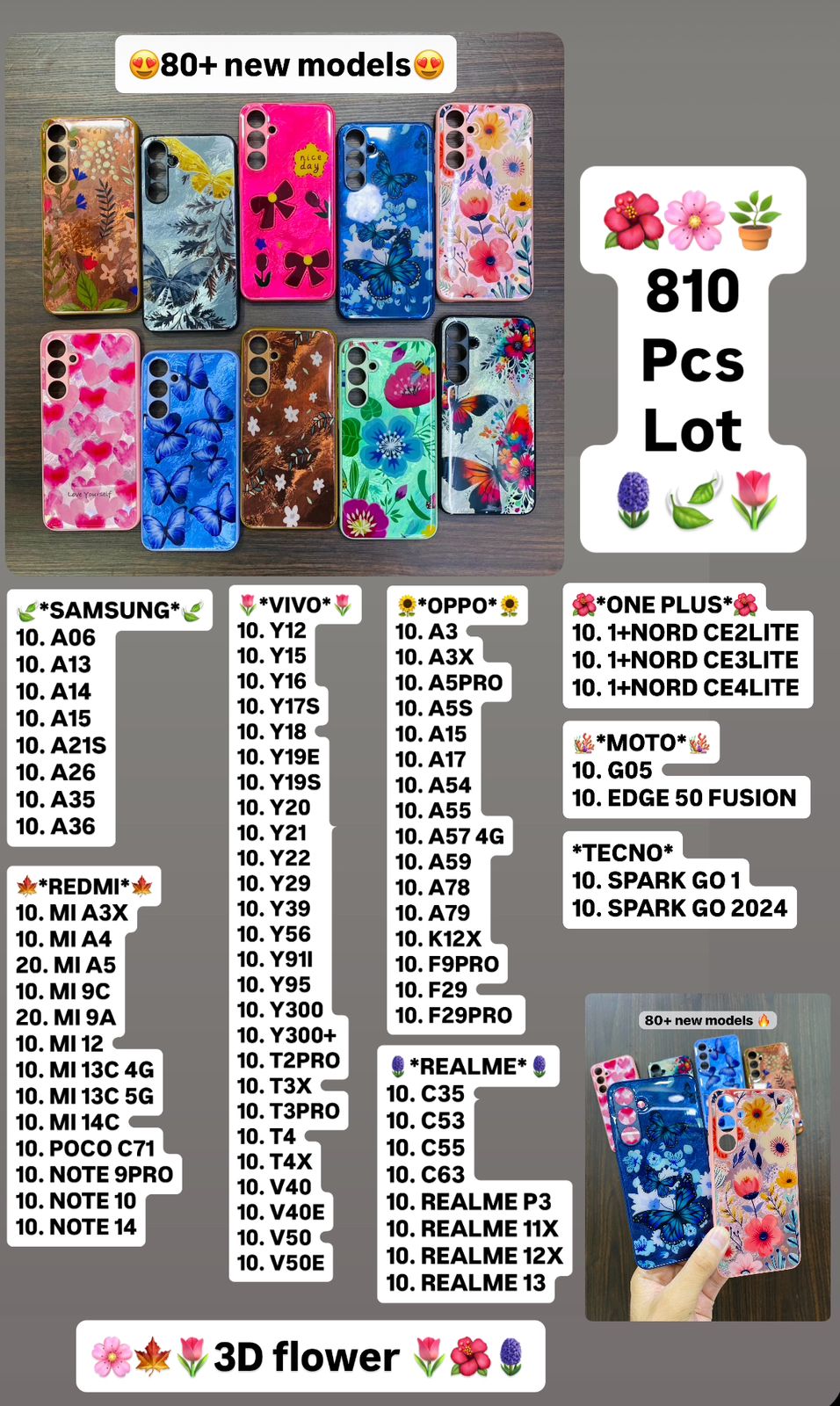 Premium Flower Glosary Case 810 pcs lot